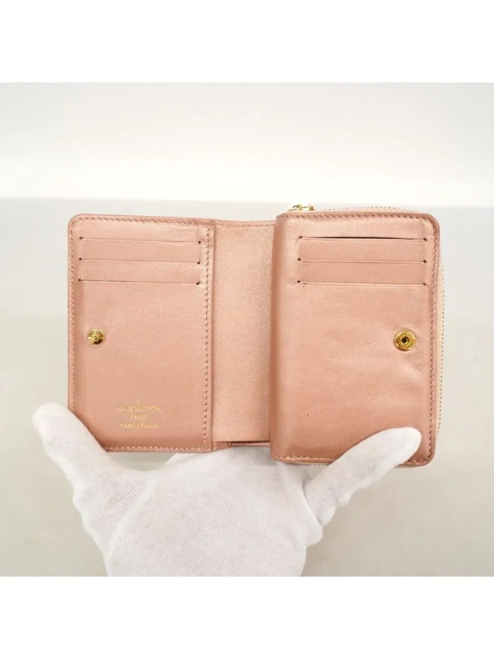 Louis Vuitton Wallet Monogram Embossed Portefeuille Lou Rose Gold